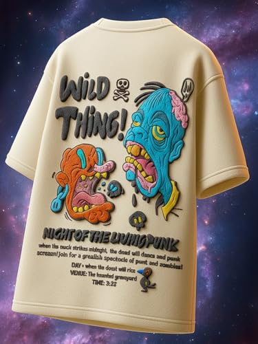 Image of Veirdo Oversized Baggy Fit Drop Shoulder Graphic Printed Design Half Sleeve T-Shirt for Men (Available Sizes: S to 2XL)