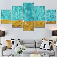 SIGNWIN 5 Panel Canvas Wall Art Modern Art Abstract Contemporary Edgy Mixed Media Multicolor Patterns for Home Decorations Ready to Hang - 60