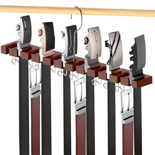 Walnut Wall or Closet Belt Organizer