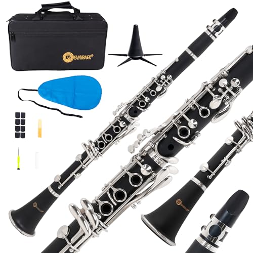 Eavnbaek Bb Clarinet for Beginners, Bb Nickel-plated 17 Keys Clarinet for Students, Professionals...