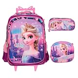 Kit Mochila Infantil Rodinha Desenho Menina + Lancheira