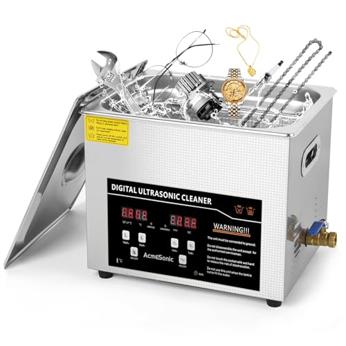ACMESONIC- Máquina de limpeza ultrassônica 10L Limpador de peças ultrassônico digital com temporizad