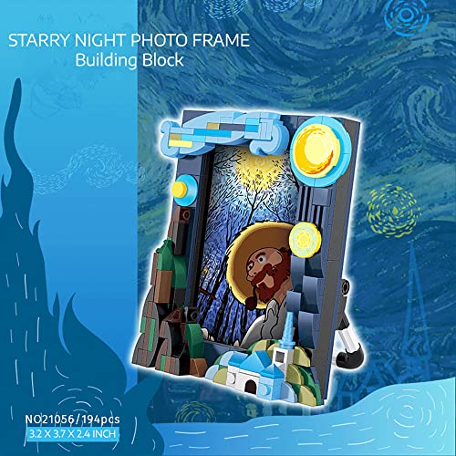 Building Blocks Starry Night Picture Frame, 2X3 Inch Artwork Frames, Picture Holder Kit For Pictures Art Picture Wall, Oil Painting Frames For Bedroom Wall Decor, Diy Photo Building Toy Sets For Adult, Gifts For Mother Day Father Day #TOP3