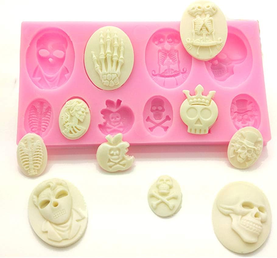 FOYARA Halloween Skull Skeleton Fondant Silicone Cake Decoration Mould Chocolate Mould Sugar Icing Gumpaste Kitchen DIY Baking Tools