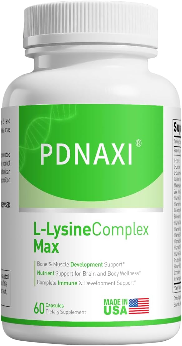 L-Lysine Complex Supplement for Children, Amino Acid Formula with L-Lysine, L-Leucine & L-Glutamine, 60 Capsules, Dietary Supplement