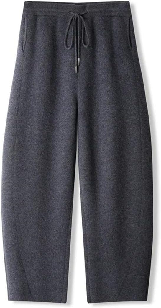 Men's Winter Loose Merino Wool Knitted Thick Soft Simple Warm Pants