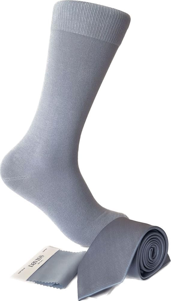 Triple M Plus Men's Solid Dusty Blue Dress Socks - Image 4