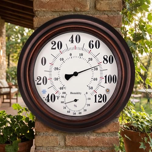 Thermomètre extérieur et hygromètre mural vintage de 8 pouces pour jardin