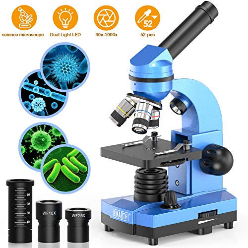 Microscope for Kids Beginners Children Student, 40X- 1000X Compound Microscopes with 52 pcs
