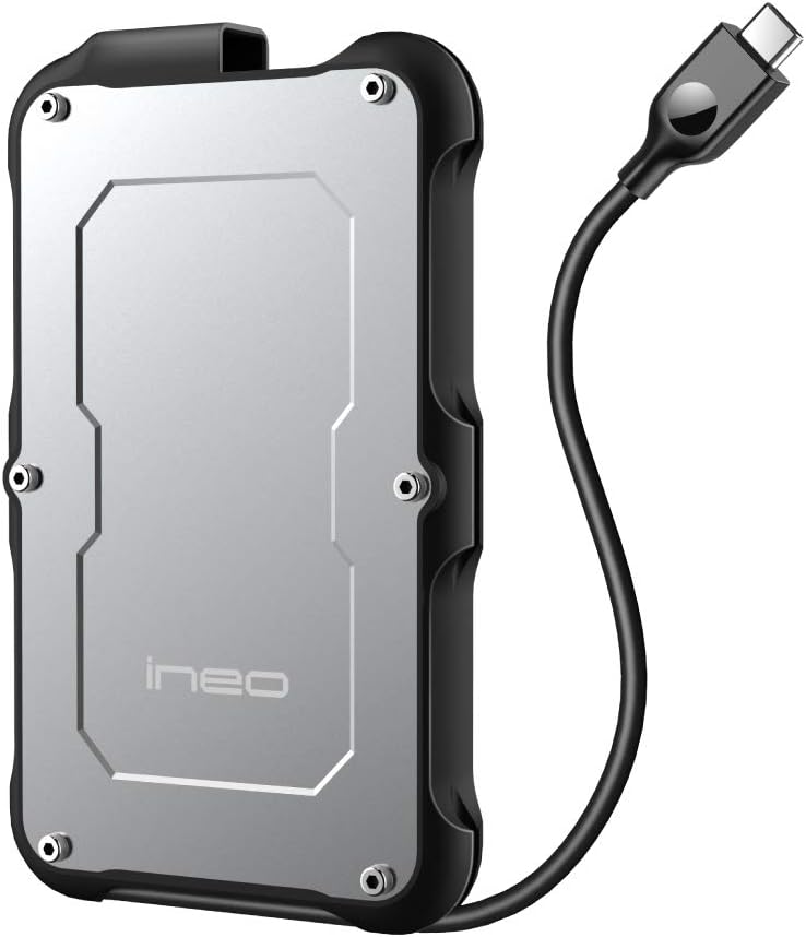 ineo 2.5" USB 3.1 Gen2 Type C Rugged Waterproof & Shockproof External Hard Drive Enclosure (USB 3.1 Gen 2 Type C) [C2580c]