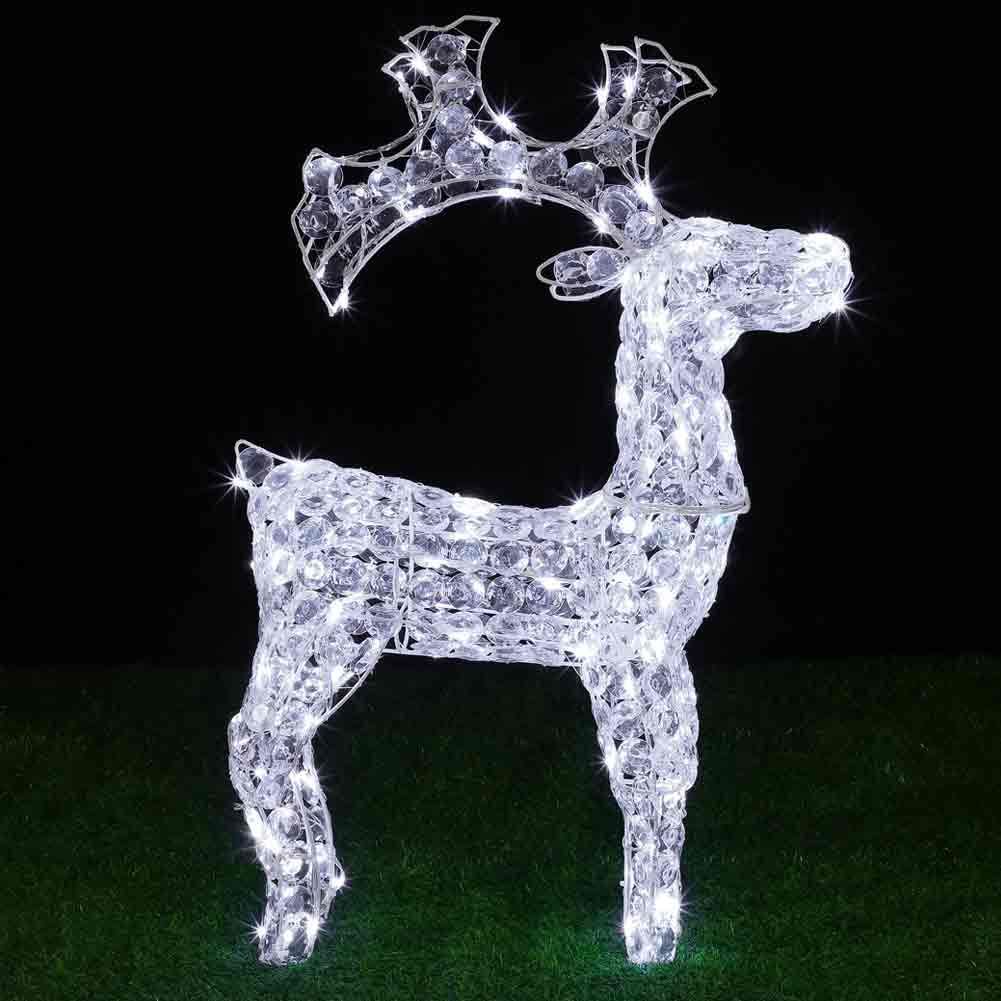 BAKAJI Rentier für Weihnachten, 3D, aus Perlen, reflektierend, Acrylkristalle, 200 LEDs, kaltweiß, für den Garten, Weihnachten, Höhe 90 cm