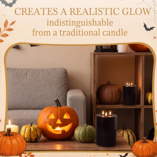Image of Retisee 1 Pack Black Extra Large Flameless Candles 6 inch X 8 inch,Classic