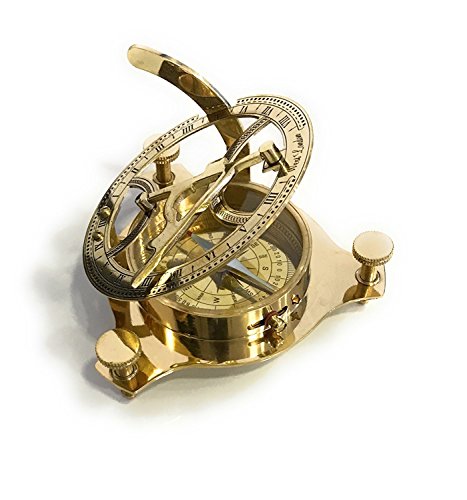 PARIJAT HANDICRAFT 4" Sundial Compass - Solid Brass Sun Dial Beautiful Nautical Sundial Compass - Thumbnail 3