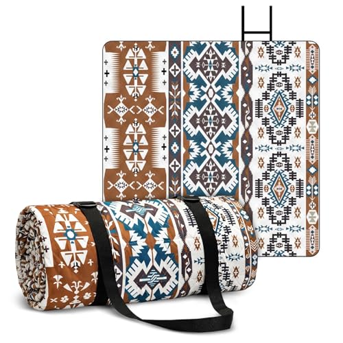 STEEL-LAND 高級レジャーシート ピクニックマット 厚手 大判 300×200cm 5層複合構造 超音波加工 無接着剤 アルミ蒸着底面 防水防湿断熱 耐久性 強化 水洗い可能 折りたたみ軽量 収納便利 おしゃれ キャンプ アウトドア 公園用（ボヘミアンスタイル） [並行輸入品]