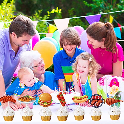 36Pcs Bbq Theme Cupcake Toppers Barbecue Theme Cake Cupcake Decor For Summer Barbeque Theme Birthday Party Baby Q Baby Shower Summer Picnic Party Supplies #TOP5