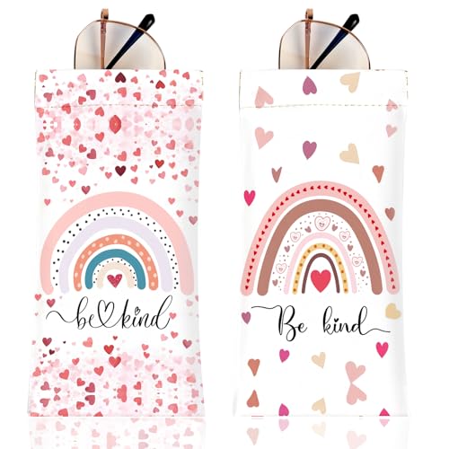 Image of Anikathy 2Pcs Sunglass Eyeglass Glasses Case Soft PU Leather with Cleaning Cloth Portable Glasses Pouch Bag for Men Women