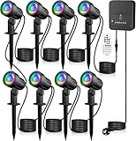 MEIKEE Gartenbeleuchtung RGB Mit Fernbedienung 10 Farben 30 Dynamische Modi IP66 Wasserdicht Timing-Funktion Gartenleuchte RGB Ideal für Außen, Garten, Terrasse, Baum, Wegen 8 Stück mit EU Stecker