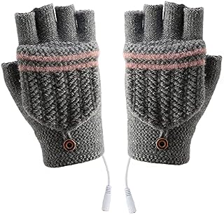 Rehomy USB Heating Winter Gloves Half Fingerless USB Heated Mittens