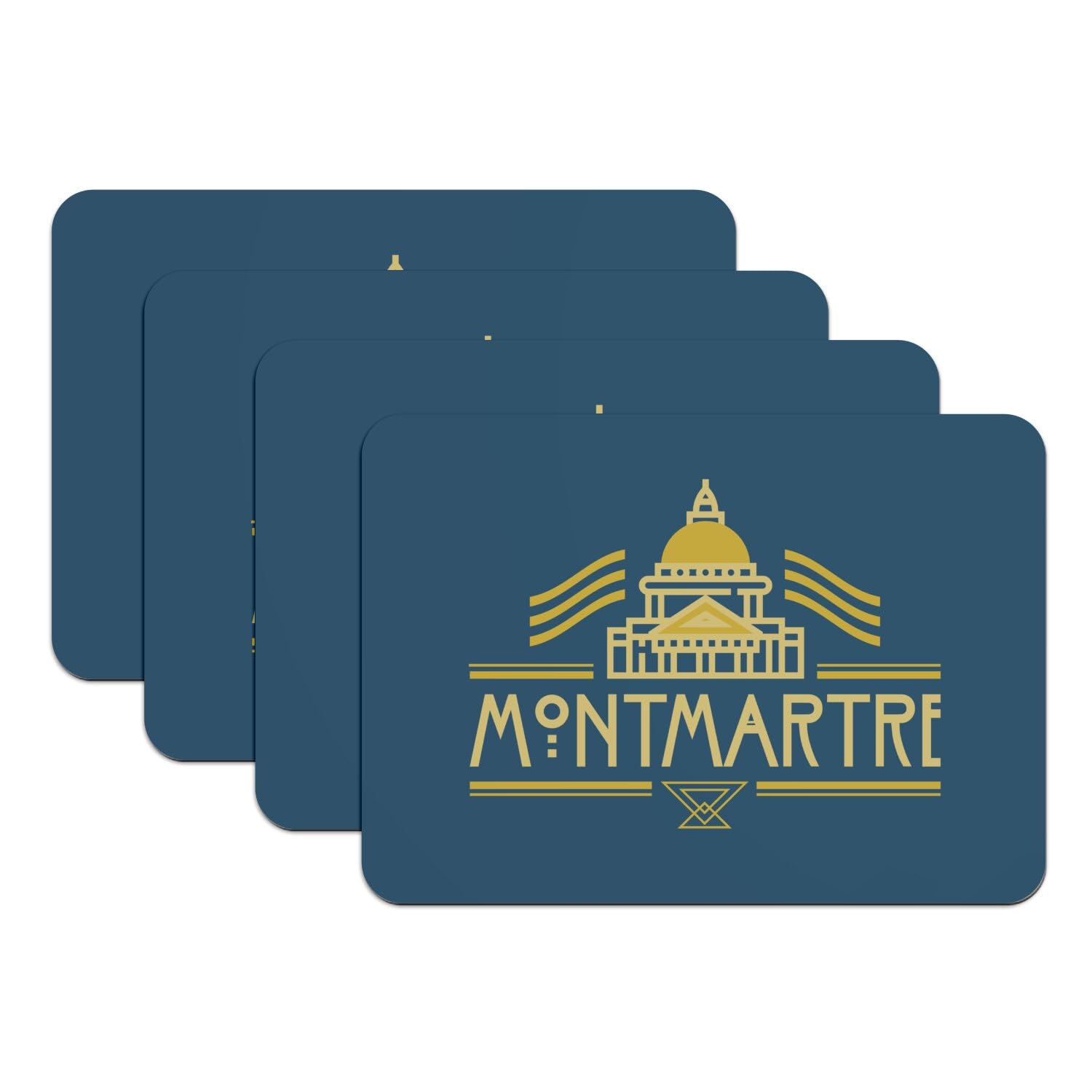 Sets de table Montmartre en caoutchouc bleu lavable grand format pour repas chic
