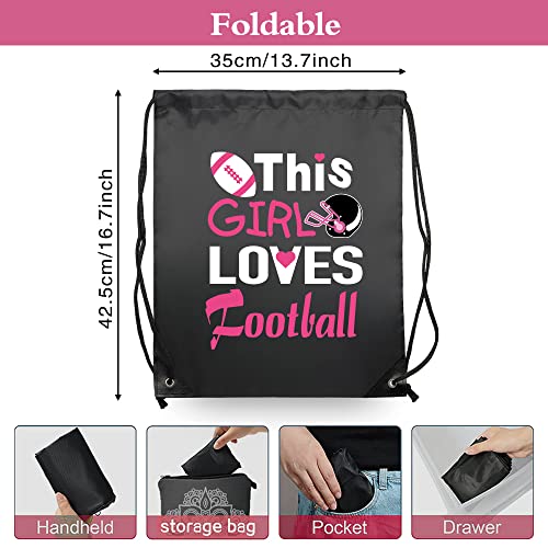 Haizct This Girl Loves Football Drawstring Backpacks, Football Bag, Ideal for School and Clubs, Football themed Gift for Girl3