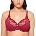 Produktbild DELIMIRA Damen Vollschalen BH - Mit Spitze Tüll,Mit Bügel, Ohne Einlagen Dunkelrot 85D(38D)