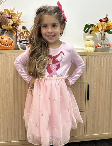 Image of Disney Princess Frozen Elsa Minnie Stitch Toddler Girl Tulle Tutu Dress Ruffle Sleeve Mesh Summer Birthday Party Clothes 2-9Y