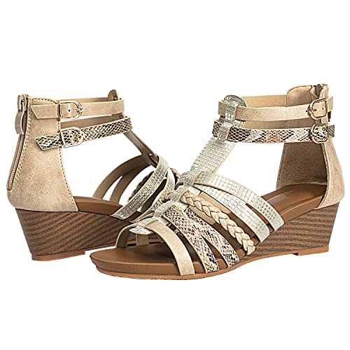 Womens Gladiator Sandals Zipper Strappy Wedge Sandal Roman Shoes For girls2