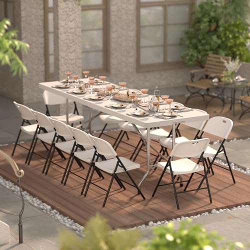 Nazhura 350 Weight Limit Heavy Duty Plastic Folding Chair with Reinfoced Steel Frame for Indoor and Outdoor, Wedding, Party, Restaurant, Meeting Room, Patio and Garden (White, 6 Pack) - Image 6