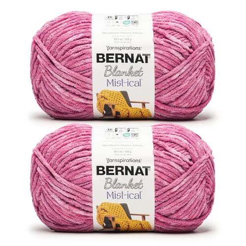 Bernat Blanket Mist-ical Crochet Soft Chenille Yarn, Phlox, 2-Pack