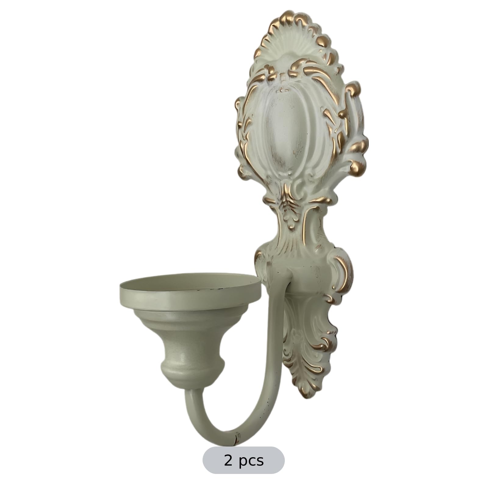 2 STK. Wandkerzenhalter aus Schmiedeeisen, weißer Vintage-Stil im French-Empire-Design, zur Wandmontage, Gothic Kerzenständer für Wohnraum und Farmhouse-Deko, 26,7 x 11 x 7,9 cm