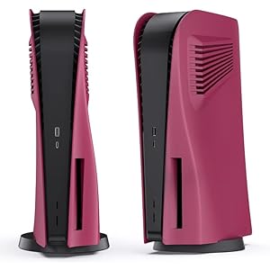 PS5 Faceplate Black Replacement Plates Shell Side Plates Accessory for Playstation 5 Disc Edition Console (Red)