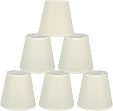 HERCHR 6Pcs Chandelier Lampshade, E14 Screw Clip On Fabric Lampshade Small Lamp Shade,Wall Light Shades 5.5x5.1x3.5inch Tapered Drum Fabric Walllampshade