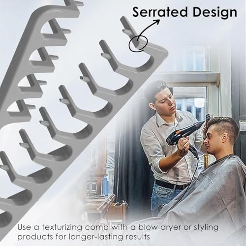 Image of 4 Pcs Texture Hair Comb, 10.5x22.5cm Volumizing Detangling Curly Hair Brush, Portable Travel Blow-Dry Styling Tool for Men, Black Pink Blue Gray Assorted Colors