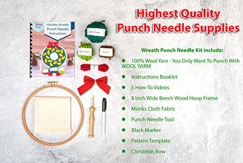 String Of The Art Christmas Wreath Mini Punch Needle Kit - Diy Craft Kit For Adults, Punch Needle Supplies Included, Christmas Gift, Christmas Crafts #TOP1