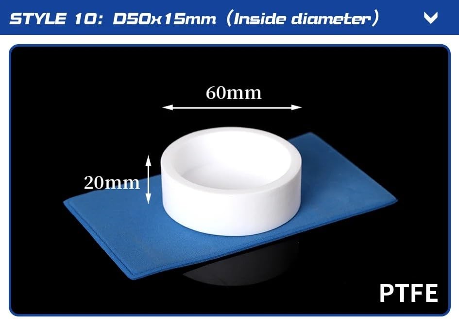 Piastra di Petri circolare in PTFE for evaporazione da laboratorio, 1 pz | Materiale PTFE premium, resistente agli acidi e al calore((10)D50x15mm)