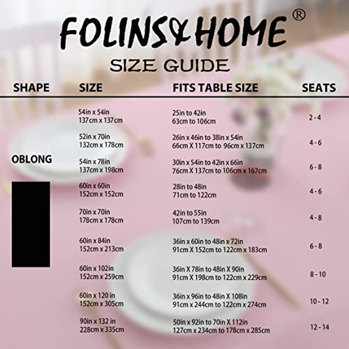 Image of FOLINS&HOME Pink Rectangle Tablecloth, 60 x 84 Inch Waterproof Table Cloth | Heavy Duty Wrinkle Free Polyester Tablecloths, Spillproof and Washable Table Cover for Party, Banquet - Rectangular /Oblong