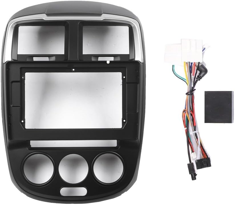 10.1" Car Stereo Navigation FM Radio Mounting Frame Bracket with Wiring Harness Compatible with Proton Exora 2009 2010 2011 2012 2013 2014 2015 2016 2017 2018 2019 2020 2021 BIACK with Silver Stripe