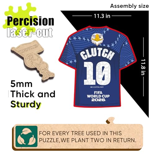 Image of Official FIFA World Cup 2026 Clutch T-Shirt Puzzles for Adults, 200 Pieces Football Merchandise Wooden Puzzles, Unique Soccer Gifts for Fans, Collectors Puzzle Sports Souvenirs | Wooden Jigsaw Puzzle