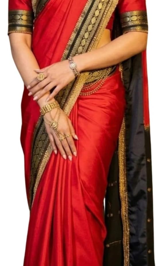 Image of Rashmika Mandanna Style Semi Mysore Crepe Silk Saree for Women with 2D Pattern Design Elegant Wear Saree with Blouse Piece for Wedding Festive Casual Ethnic Wear