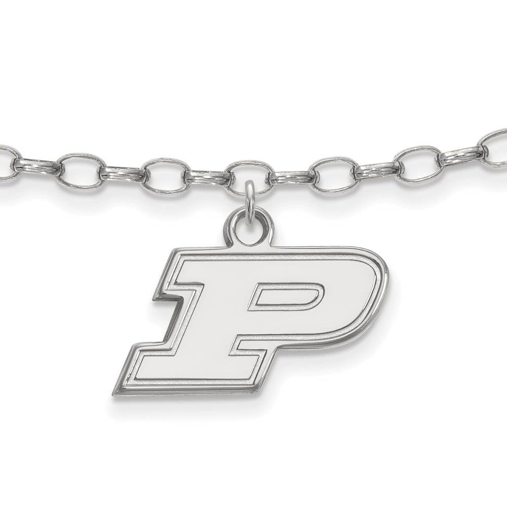 LogoArt Sterling Silver Purdue P Dangle Anklet, 9 Inch