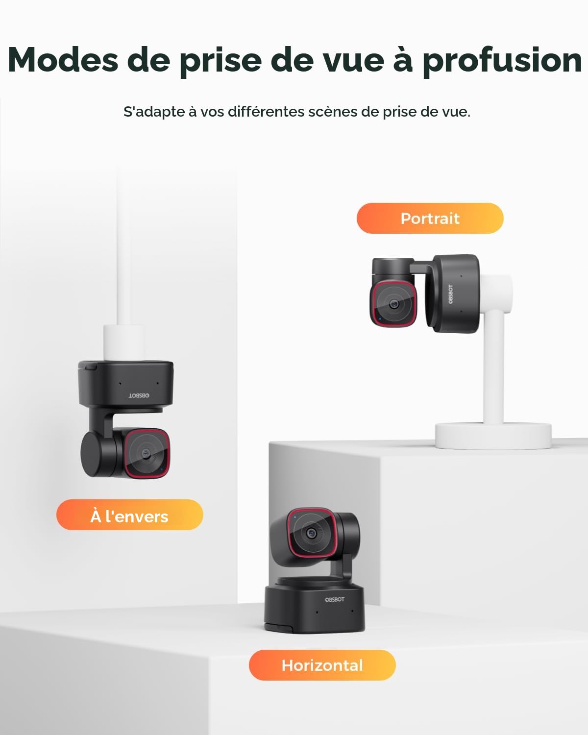 OBSBOT Tiny 2 Lite Webcam 4K PTZ avec Suivi IA, Capteur 1/2", 60 FPS, HDR, Microphones pour PC