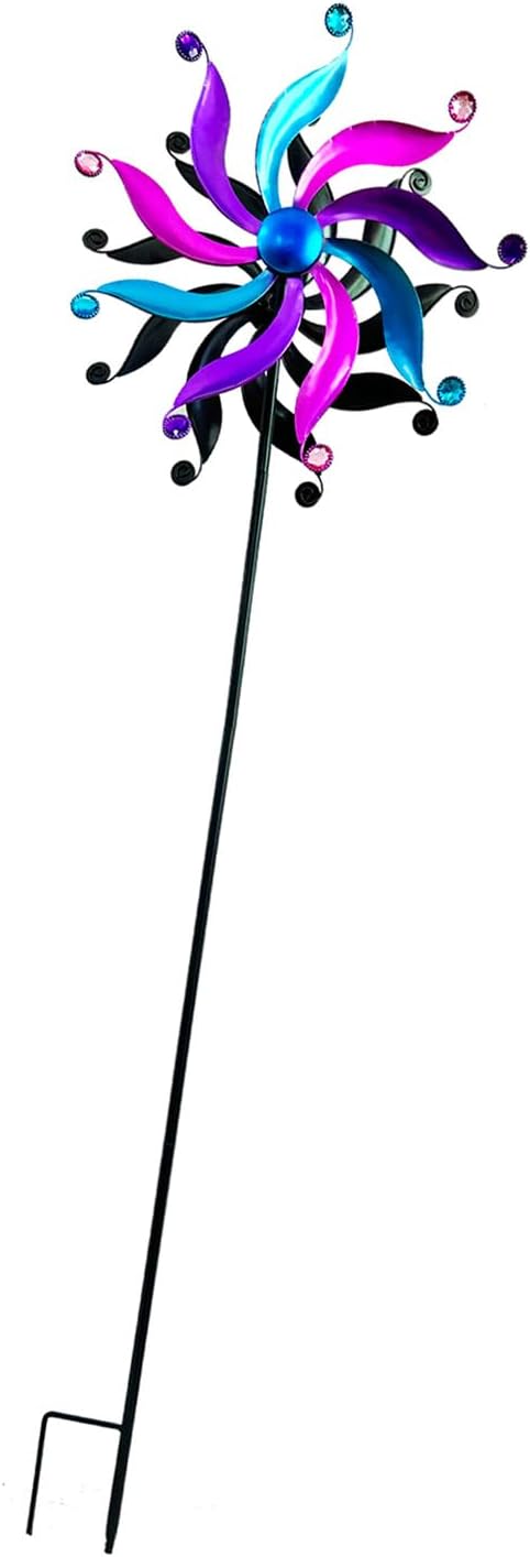 Dynamic Windmill Yard Stake Sculpture Outdoor Iron Art Decoration for Garden Lawns and Patios Landscape Patios Decors