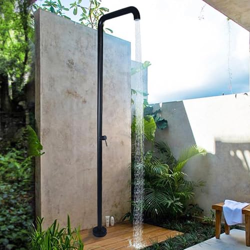 Kit de ducha independiente de acero inoxidable para exteriores con cabezal de ducha, agua caliente, columna de ducha de lluvia montada en el suelo para piscina, playa, baño, jardín
