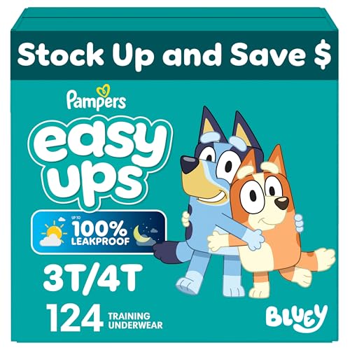 Pampers Training Pants - Easy Ups Boys & Girls Bluey - Size 3T-4T, 124 Count, Children's Potty Underwear (Packaging May Vary)