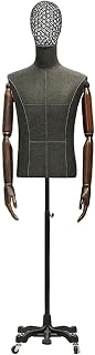 Mannequin Tailors Display Manikin Body Male Mannequin Torso Manikin Body with Metal Wire Head and Caster Dress Form Busts Stand for Clothing Display