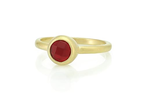 Elegant Garnet Gold Ring - 18k Gold Bezel Setting - 14k Gold Bezel Stone - 24k Gold Vermeil - Perfect January Birthstone Jewelry - Semiprecious