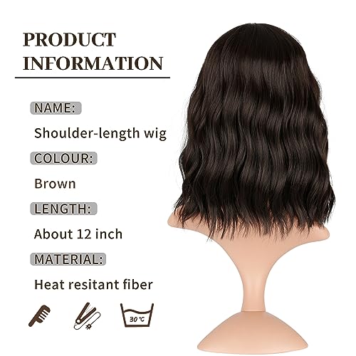 Vckovcko VCWIG009 Short Bob Wigs Natural Brown Wavy Wig thumb #4