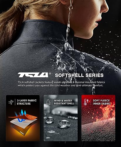 TSLA Women's Full-Zip Waterproof Softshell Jacket, Micro Fleece Jacket, Wind Proof Lightweight Jackets4