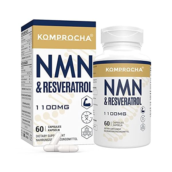 NMN-Trans-Resveratrol-99-Purity-Black-Pepper-1100mg-for-Max-Absorption-Powerful-Antioxidant-Anti-Aging-Supplements-for-Immune-Skin-Health-60-Capsules-Pack-of-1 KOMPROCHA NMN + Trans-Resveratrol 99% Purity+ Black Pepper 1100mg, for Max Absorption, Powerful Antioxidant & Anti-Aging…