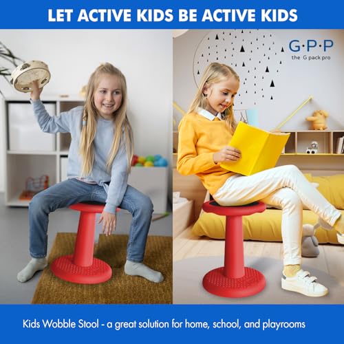 Image of Gpack-pro Kids Wobble Stool - Improves Focus Attention - Non-Slip Base - Wiggle Chair Active Flexible Seating for Preschool Kindergarten Elementary School 17.7-Inch High (Black)